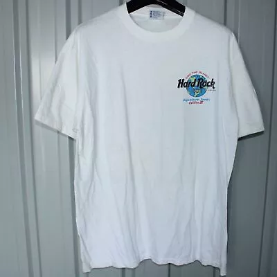 Buy Vintage Hard Rock T Shirt 1991 - Large White - Single Stitch Back Graphic Print • 19.99£