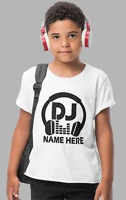 Buy Personalised DJ Headphones T-shirt Name Music Singing Club Dance Club XMAS Shirt • 10.99£
