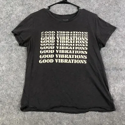 Buy Lucky Brand Shirt Womens Medium Gray Good Vibrations Graphic Short Sleeve • 14.84£