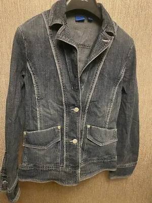 Buy MNG Ladies/Womens Dark Blue Denim Jacket  - Size Small  - Excellent Condition • 2.99£