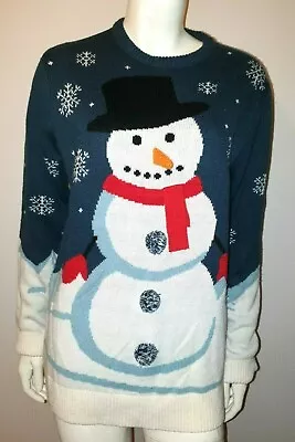 Buy Snow Man & Flakes Carrot Nose Blue&White Sexy Cute Christmas Jumper Size Small  • 12.99£
