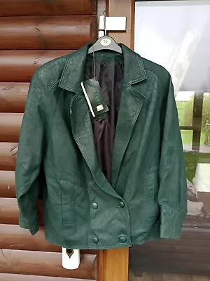 Buy Lakeland Ladies Soft Leather Jacket Size 14 Teal Green RRP £250 • 49.99£