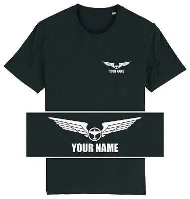 Buy Aeroclassic Aeroplane Personalised Pilot Wing Flight T-Shirt • 9.95£