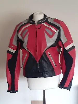 Buy Richa Ladies Motorcycle Leather Jacket Red  Black Silver UK 16 Small Biker  • 60£