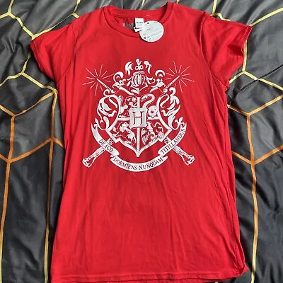 Buy Ladies Harry Potter Hogwarts Logo T-shirt, Red, Large • 5£