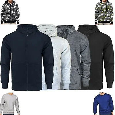 Buy Mens Zip Up Jackets Hoodies Hooded Sweatshirt Fleece Plain Hoody Jumper Pullover • 14.24£
