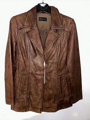 Buy Rock ‘n Blue Vintage Italian Leather Jacket, Brown, Size 38 • 45£