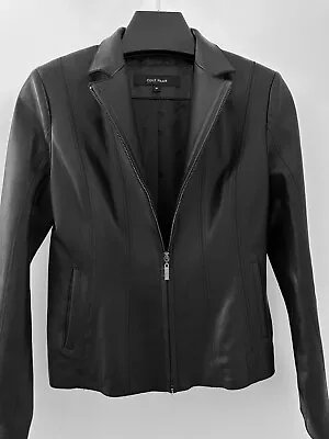 Buy New ~ Cole Haan Lambskin Leather Jacket Black Full Zip ~ 8P ~ Purchased $429.90 • 172.84£