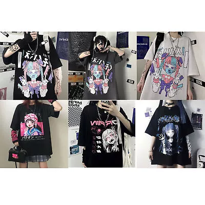 Buy Black Punk Ulzzang Kawaii Clothing Gothic Lolita Harajuku T-Shirt Eyepatch New • 12.54£