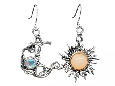 Buy Sun And Moon Earrings Topaz Sunstone Ear Hook Dangle Drop Gift Silver Jewellery • 3.49£