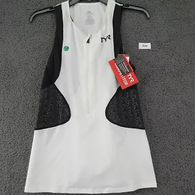 Buy TYR Womens Competitor Collection Singlet Top White Black Sleeveless L New • 17.75£