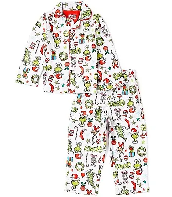 Buy Kids’ Dr. Seuss Grinch Coat Pajama Set Christmas PJ’s Cindy Lou Who Max White 10 • 32.16£