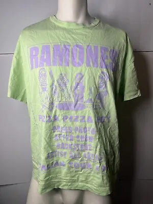 Buy H&M Ramones T Shirt Size L Womens Green Pizza Pizza Hey Italian Tour 1992 Tee • 11.56£