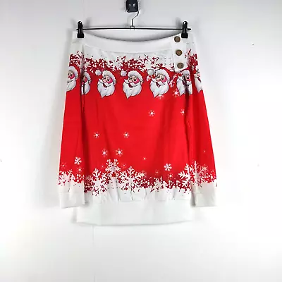 Buy Dressfo Womens Christmas Jumper Red & White Of The Shoulder Santa Size Medium • 13.99£