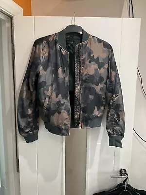 Buy Topshop Shiny Camo Camouflage Bomber Jacket - Size 10 • 5£