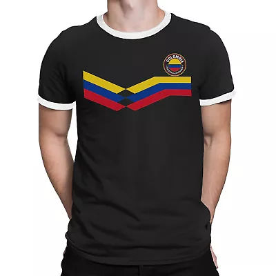 Buy COLOMBIA World Cup Mens T-Shirt Organic Eco FOOTBALL New Style Retro Strip • 10.34£