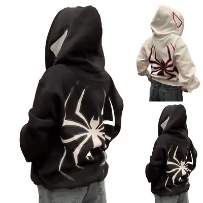 Buy Spider Zip Up Hoody Unisex Y2K Gothic Punk Print Sweatshirt Hip Hop Streetwear | • 17.15£