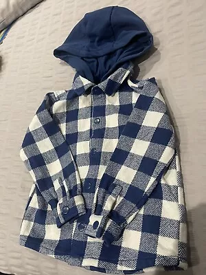 Buy Boys F&F Cream & Blue Chequered Jacket/Shirt With Hood (6-7 Years) • 8£