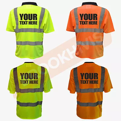 Buy Custom Print Hi Viz Vis Personalised Polo T-shirt Tee Shirt Safety Work Wear • 13.99£