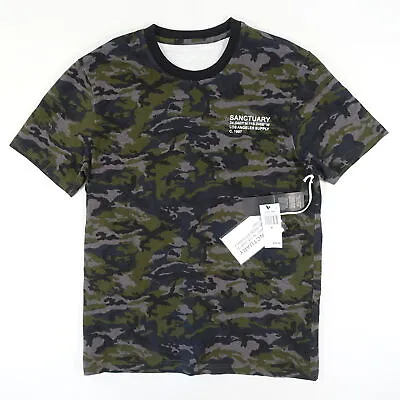 Buy Sanctuary Green Gray Medium All Over Camo Military Tee Tshirt Mens Nwt New • 10.91£
