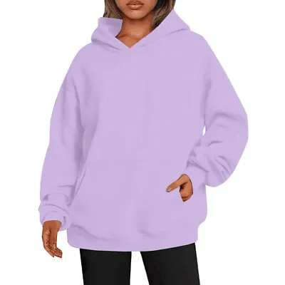 Buy Ladies Hooded Sweatshirt Long Sleeve Hoodies Women Solid Color Fall Casual Thick • 14.99£