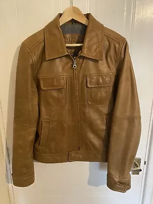 Buy Chasin Denim Leather Jacket Vintage Style Mens Medium • 39.95£