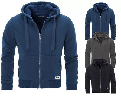Buy Mens Padded Borg Fleece Sherpa Lined Full Zip Up Hoodie Sweatshirt Jacket  9833  • 21.99£
