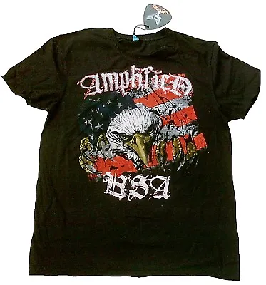 Buy Amplified Eagle USA Biker Rider Rock Stars & Stripes Rhinestone Designer Shirt M • 54.34£