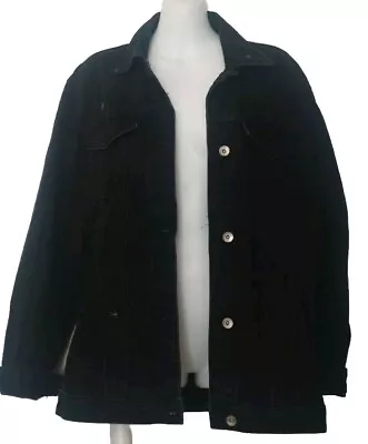 Buy STRADIVARIUS Ladies Oversized Black Denim Shirt Jacket Flap Pockets Size XS • 7.50£