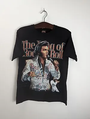 Buy Elvis Presley T Shirt The King Of Rock N Roll Sparkle Print Rock @ Tees Large • 14.99£