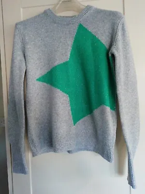 Buy Crew Clothing Christmas Jumper Grey Winter Sparkle Metallic Green Star Size 8 • 14.50£