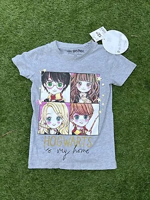 Buy Official Harry Potter Girls Grey  T Shirt Hogwarts Is My Home Aged 6/7 Years Old • 5.99£