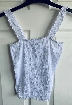 Buy Ladies Top Size 10 White Vest Stretch Crop Bodice Tshirt Summer Beach • 2.99£