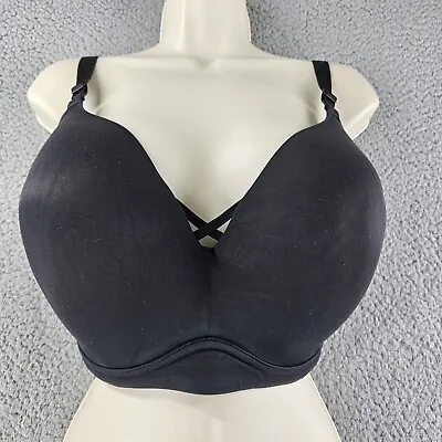 Buy Bra Womens 44DDD Black Wirefree Full Coverage Back Smoothing 4 Prong Adjustable • 8.50£