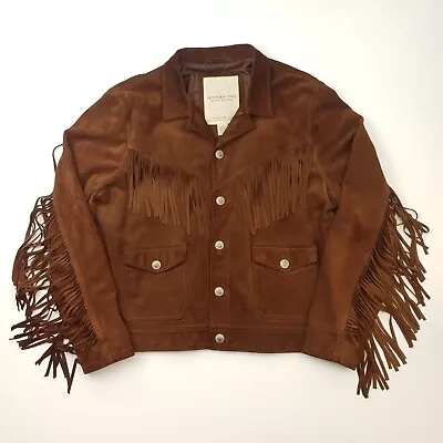 Buy Ralph Lauren Western Suede Leather Jacket 2XL Fringe Cowboy Brown Denim Supply • 350£