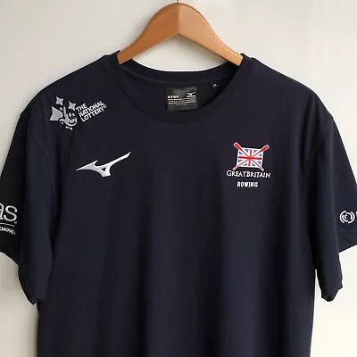 Buy Mizuno Official Great Britain Rowing Team T-Shirt Men's XL Navy Embroidered • 24.99£