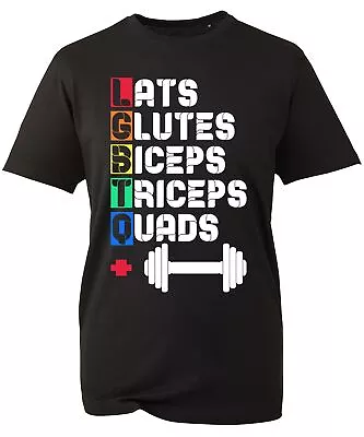 Buy LGBT T-shirt Lats Glutes Siceps Triceps Quads Rainbow Love Gay Pride Unisex Top • 8.99£