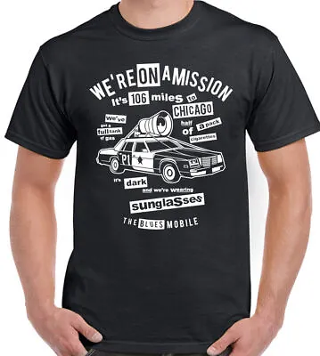 Buy Funny Blues Brothers T-Shirt We're On A Mission Mens Retro Movie Film Quote • 15.99£