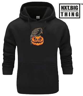 Buy Crow Pumpkin Hoodie Halloween Ghost Witch Trick Or Treat Scary Horror Gift Top • 19.99£