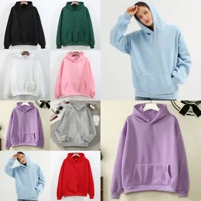 Buy Women Sweatshirt Long Sleeve Fleece Hoodies Ladies Solid Color Winter Warm • 9.15£