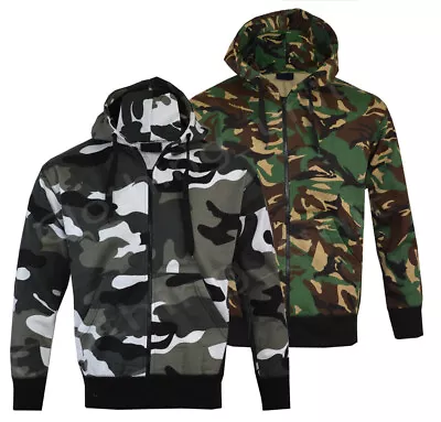 Buy Mens Army Military Camo Camouflage Zip Hoodie Hooded Jacket Fishing S-XXL • 13.99£