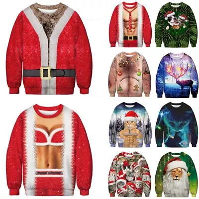 Buy 3D Christmas Mens Graphic Print Xmas Hoodie Sweatshirt Jumper Tops Pullover • 17.46£