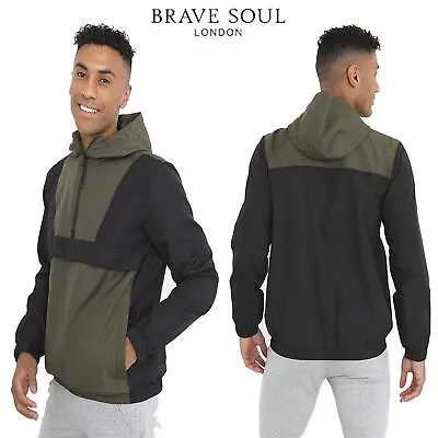 Buy Brave Soul Sanders Mens Half Zip Hooded Jacket Warm Lightweight Long Sleeve S-XL • 22.99£