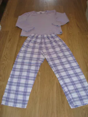 Buy Ladies Pyjama Set, Lilac Top, Lilac/cream Check Trousers, Size 12/14/ Trousers,  • 8.50£