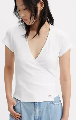 Buy Levis White Dry Goods Pointelle Wrap Tee Size Large • 15.99£