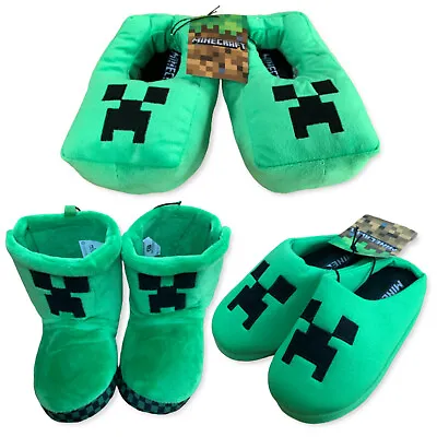 Buy Boys Girls Minecraft Gamer Gaming Creeper Slippers / Boots / Mules • 6.90£