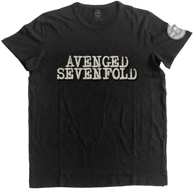 Buy Avenged Sevenfold Logo And Deathbat Applique Slub T-Shirt OFFICIAL • 15.19£