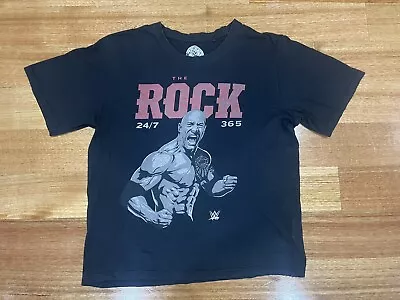 Buy WWE The Rock 24/7 365 Black Mens T-Shirt Size Medium 2015, Wrestling • 12.58£