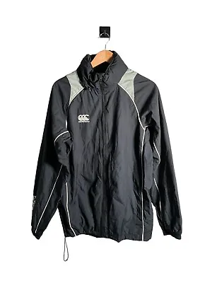 Buy Canterbury Raincoat Mens Size M Black Hooded Full Zip Embroidered Logo • 22.99£