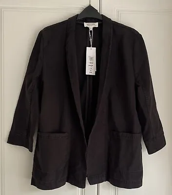 Buy ✨  PER UNA Size 10 BNWT Dark Grey Denim Pockets Jacket NEW ✨ • 22.99£
